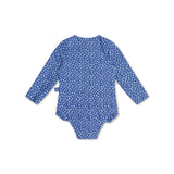 Leopard | blauw meisjes uv badpak met lange mouwen