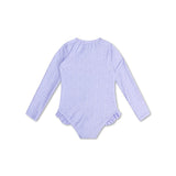 Leopard | lila meisjes uv badpak met lange mouwen