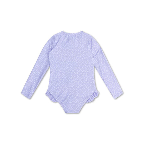 Leopard | lila meisjes uv badpak met lange mouwen
