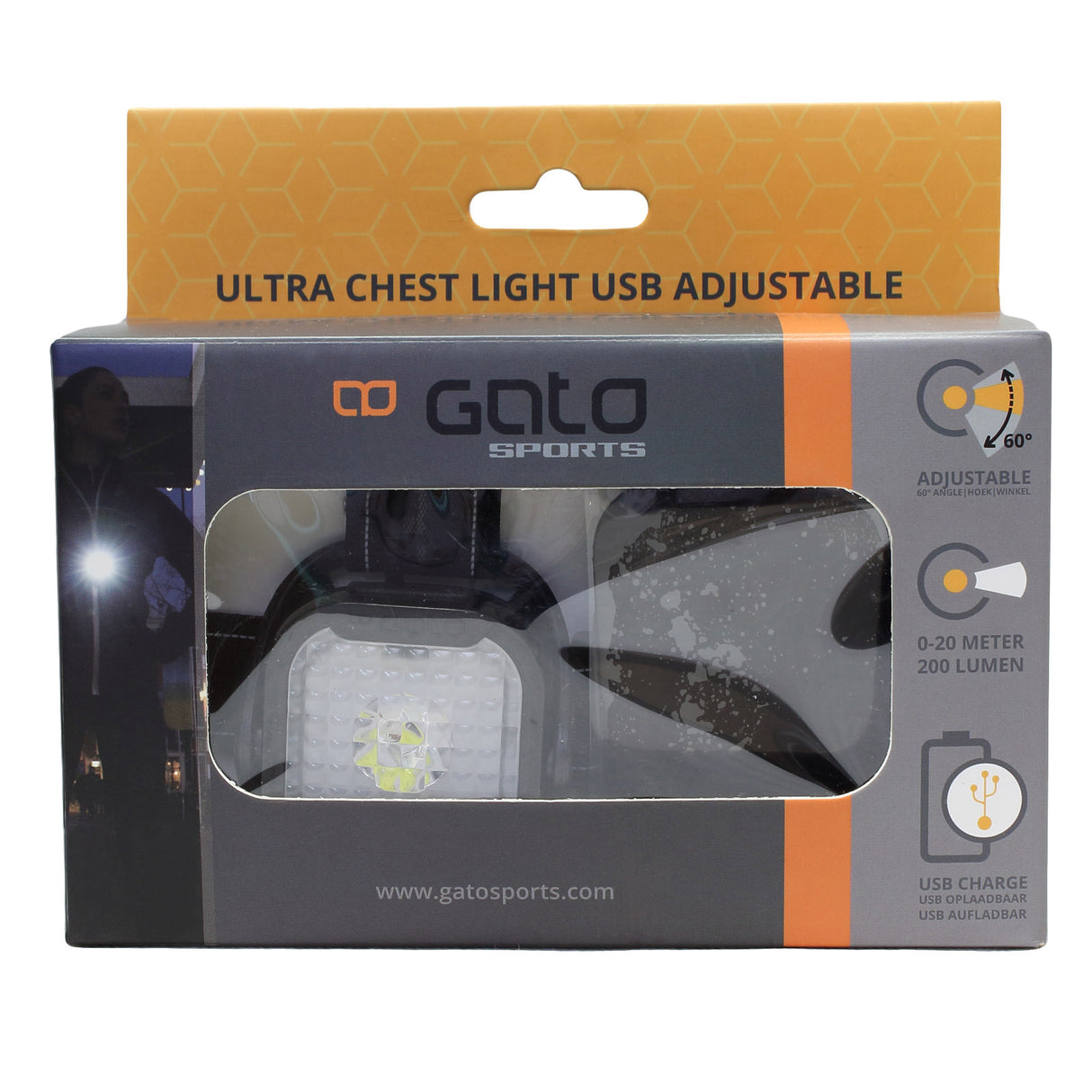 Overwet Ultra Chest Light USB Réglable Black One Size