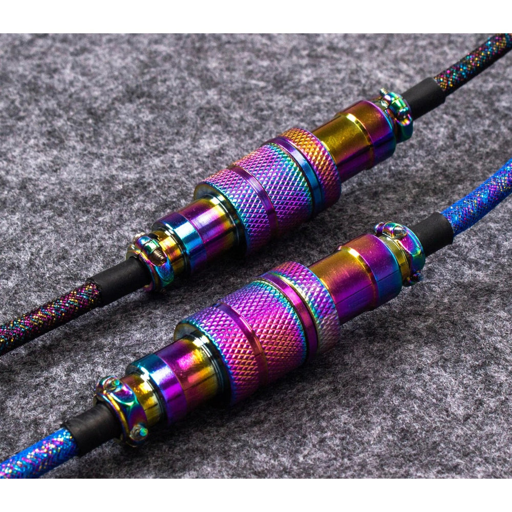 Keychron Premium Coiled Aviator Cable Rainbow Plated Blac