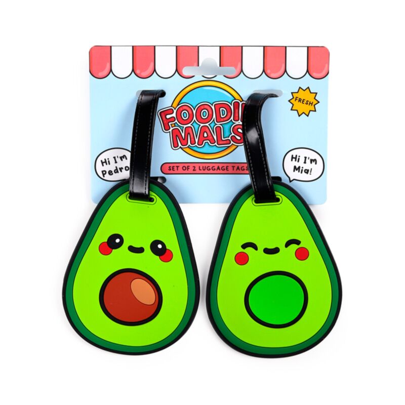 Foodiemals avocado pvc kofferlabel set van 2