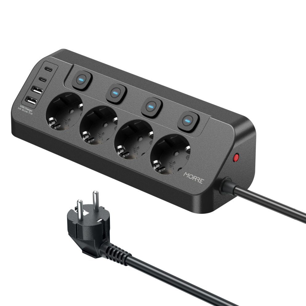 Morre power strip 8w1 4gniazda 2xusb-c 2xusb-a 12w 2m