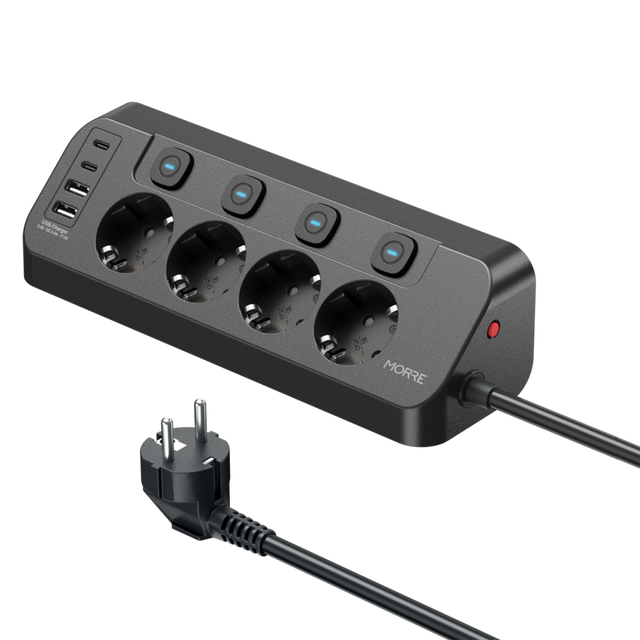 Morre power strip 8w1 4gniazda 2xusb-c 2xusb-a 12w 2m