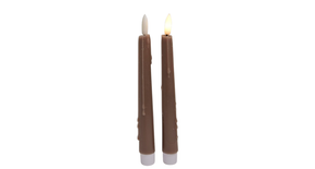 Led dinerkaars druip 20cm bruin set 2 (excl. 1xaaa)