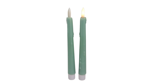 Led dinerkaars druip 20cm jadegroen set 2 (excl. 1xaaa)