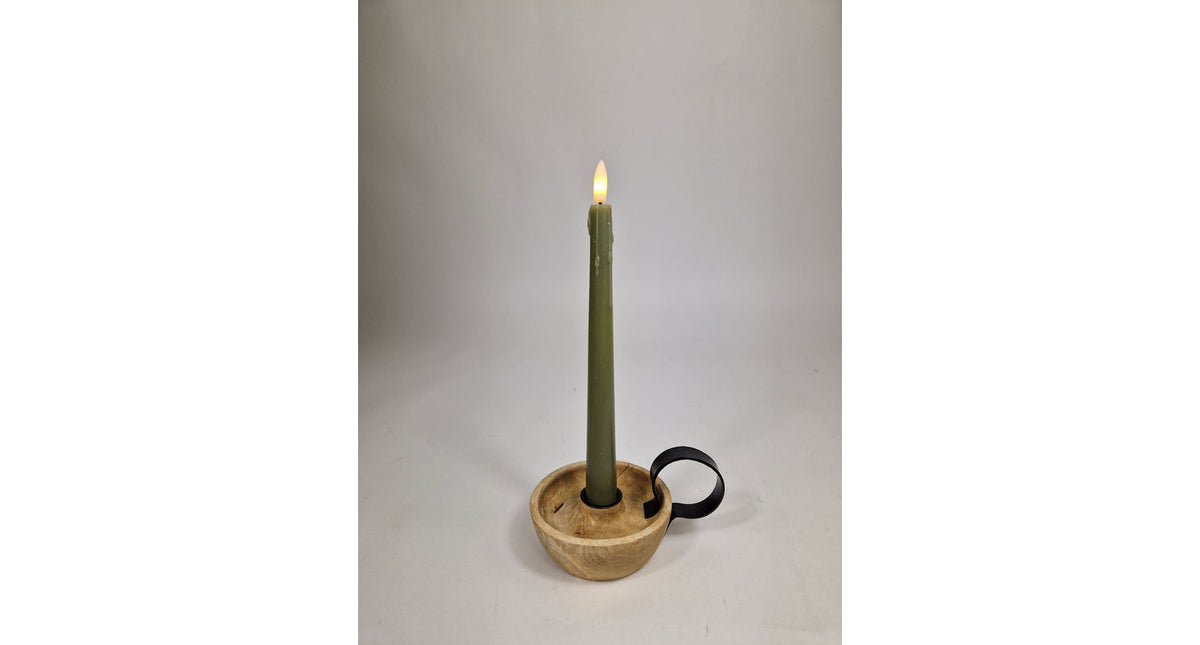 Led dinerkaars druip 24cm jadegroen set 2 (excl. 2xaaa)