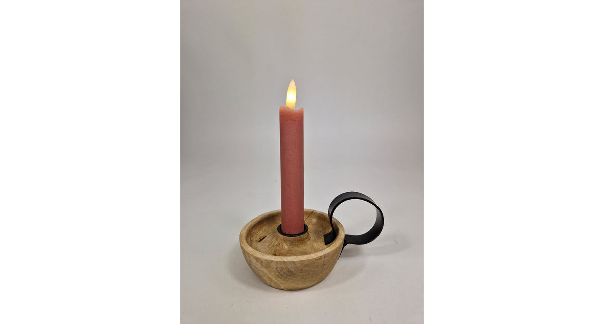 Led dinerkaars 15cm rustiek oud roze set 2 met timer (excl. 1xaaa)