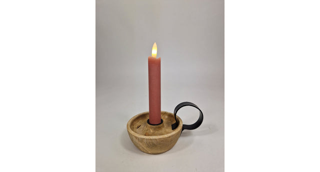 Led dinerkaars 15cm rustiek oud roze set 2 met timer (excl. 1xaaa)