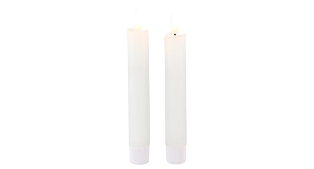 Led dinerkaars 15cm rustiek wit set 2 met timer (excl. 1xaaa)