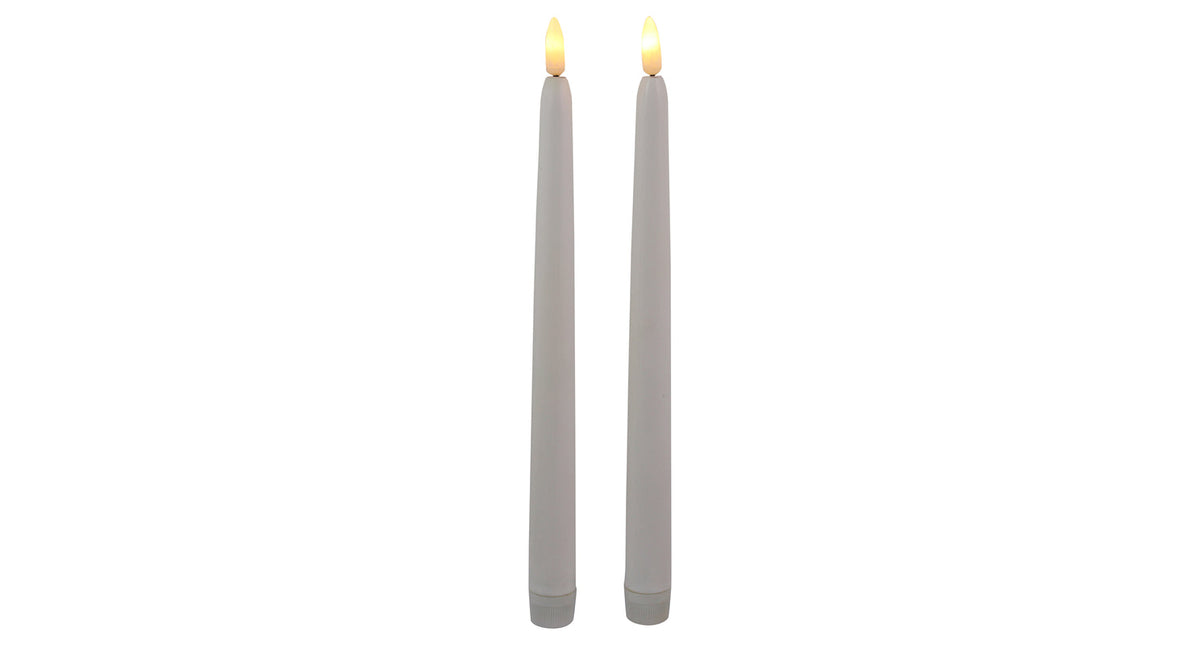 Set van 2 led dinerkaars 38cm wit met timer (excl. 2xaa)