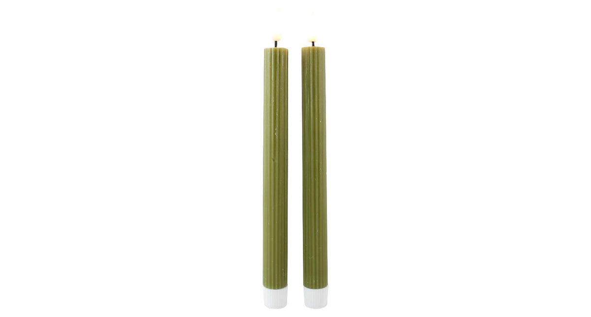 Led dinerkaars 25,5cm olijfgroen s 2 met timer (excl. 2xaaa batterij)