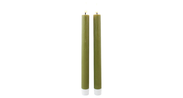 Led dinerkaars 25,5cm olijfgroen s 2 met timer (excl. 2xaaa batterij)