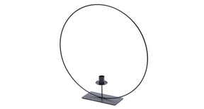 Metal ring on base 50cm black + candle holder