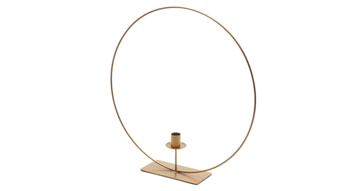 Metal ring on base 50cm gold + candle holder