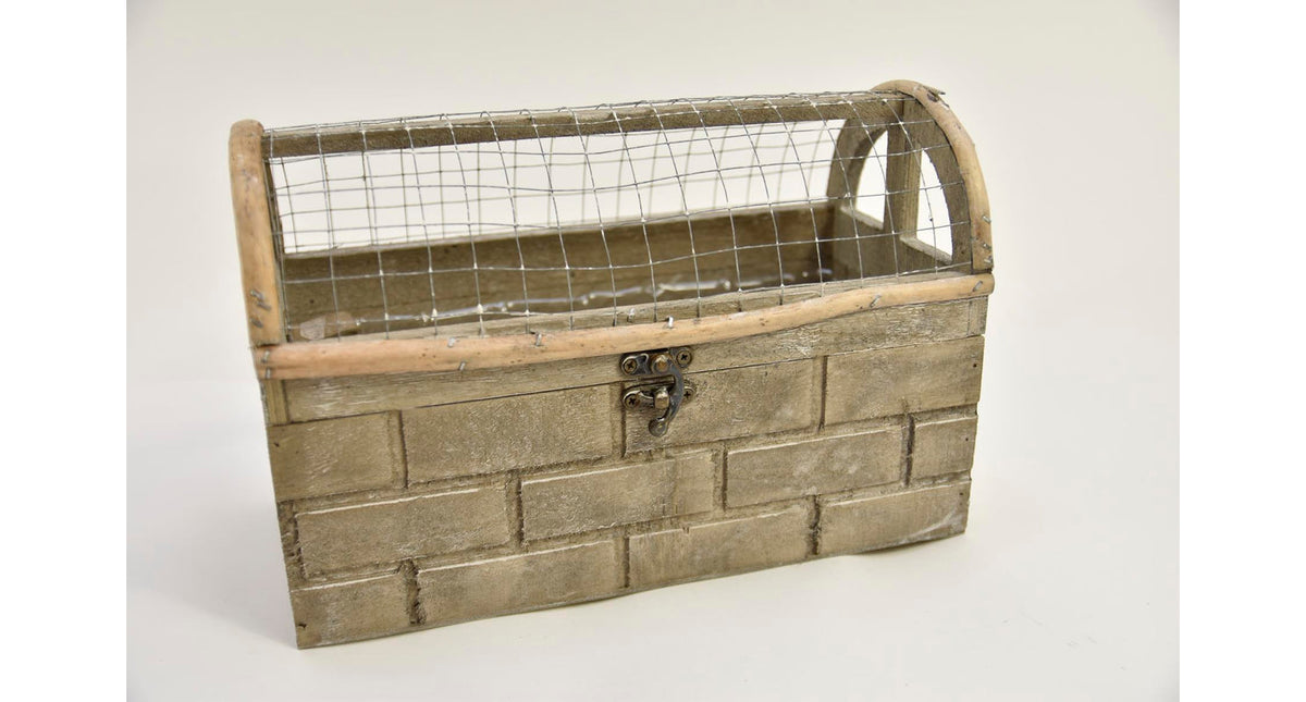 Opbergbak grijs met gaas dak 27,5x13x18cm