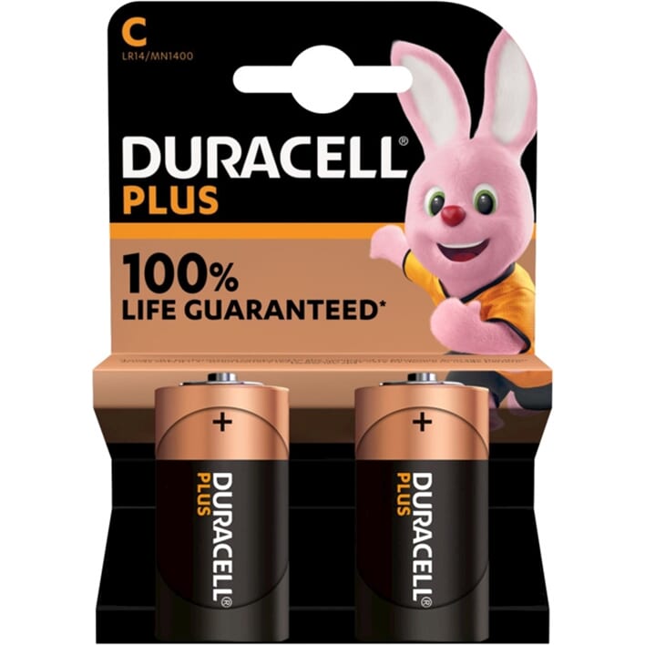 Duracell - batteri plus 100% extra liv MN1400 LR14 C BP2