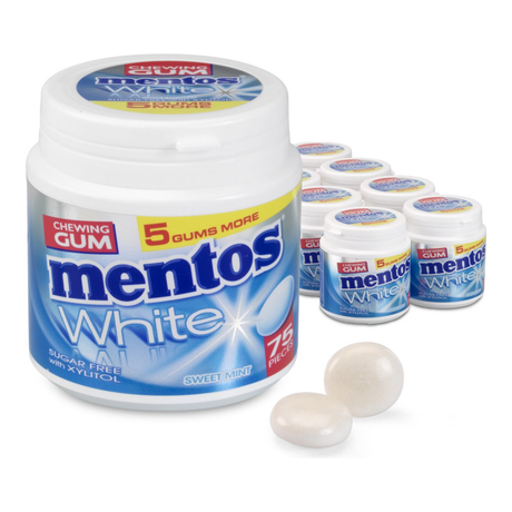 Mentos kauwgom white sweetmint bottle (8x 75 stuks)