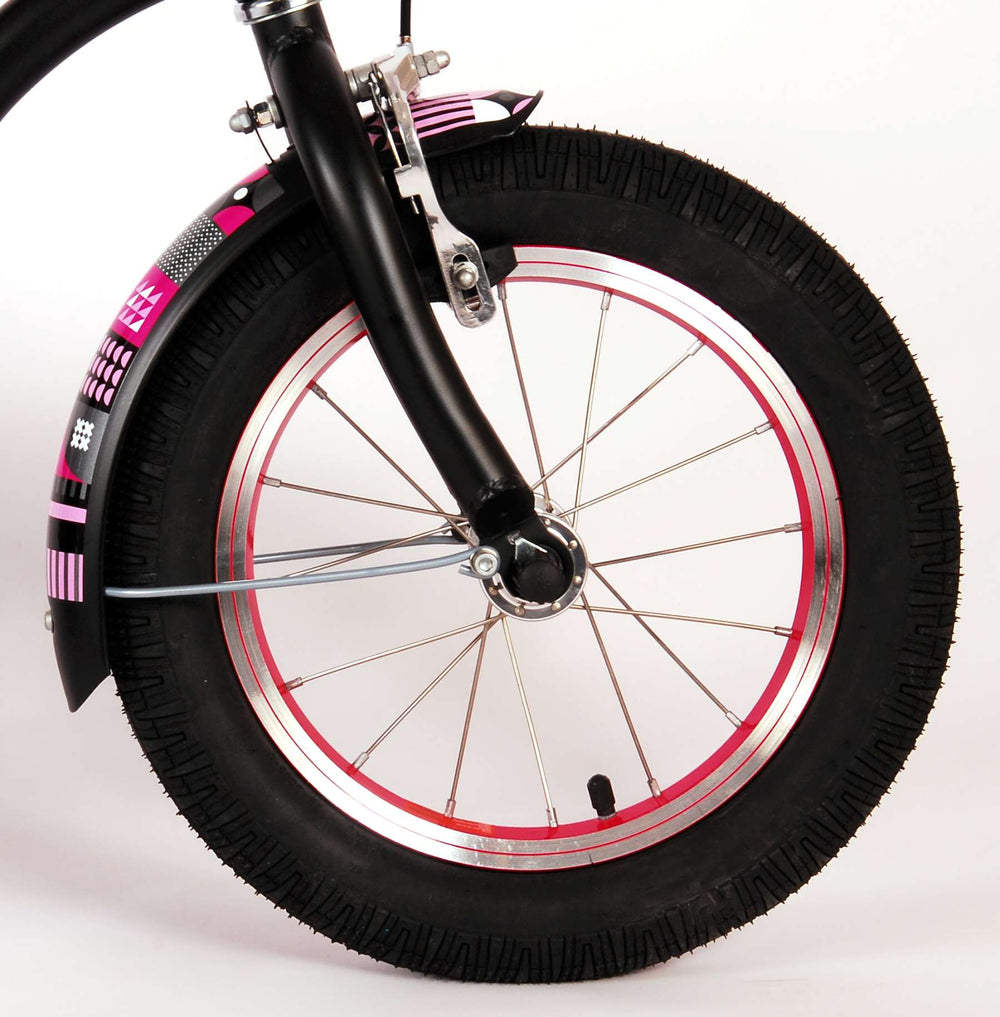 Volare Miracle Kinderfiets - Meisjes - 14 inch - Mat Zwart - Prime Collection