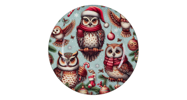 Onderbord melamine uilen kerst ø 33 cm