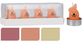 Set van 4 theelicht haasje 3 assortie kleur