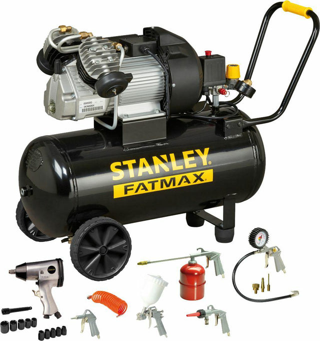 Stanley oliecompressor 50l fmxcm0083e dv2 vetmax zwart 400 10 50 + verfset