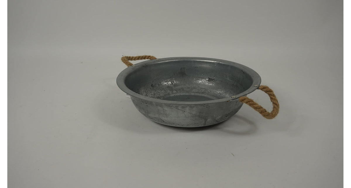 Zinkschaal met jute oren d35 h10cm
