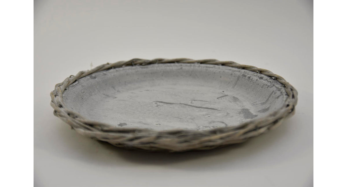 Zinkplateau in riet greywash 32cm