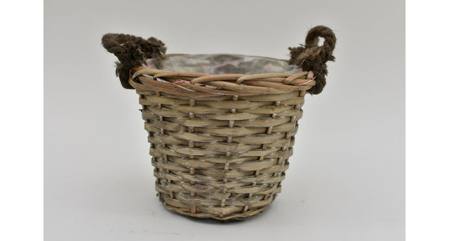 Oorpot riet met jute oren 20x16cm grijs