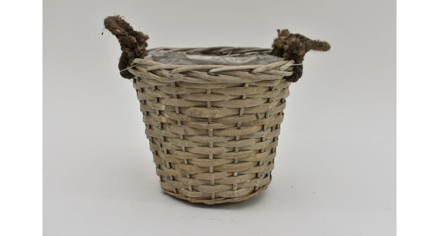 Oorpot riet met jute oren 22x18cm grijs