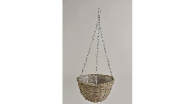 Hanging basket riet grey wash d28 h15,5cm