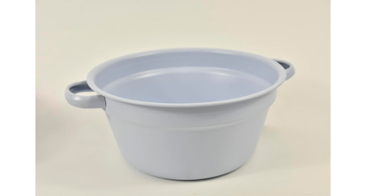 Zinken teil met handvaten pastelblauw d22,5 h11cm