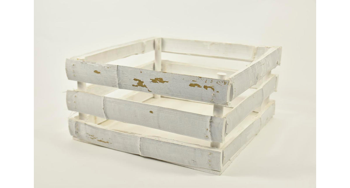 Krat bamboo vierkant 30x30x15,5cm white-wash