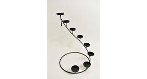 Waxinelicht toren (8) ''trap'' metaal rond d25 h36,5cm zwart