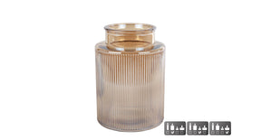 Vaas windlicht niamh l luster amber glas 15x15x21cm