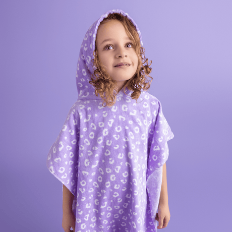 Leopard | lila strandponcho 65 x 65 cm