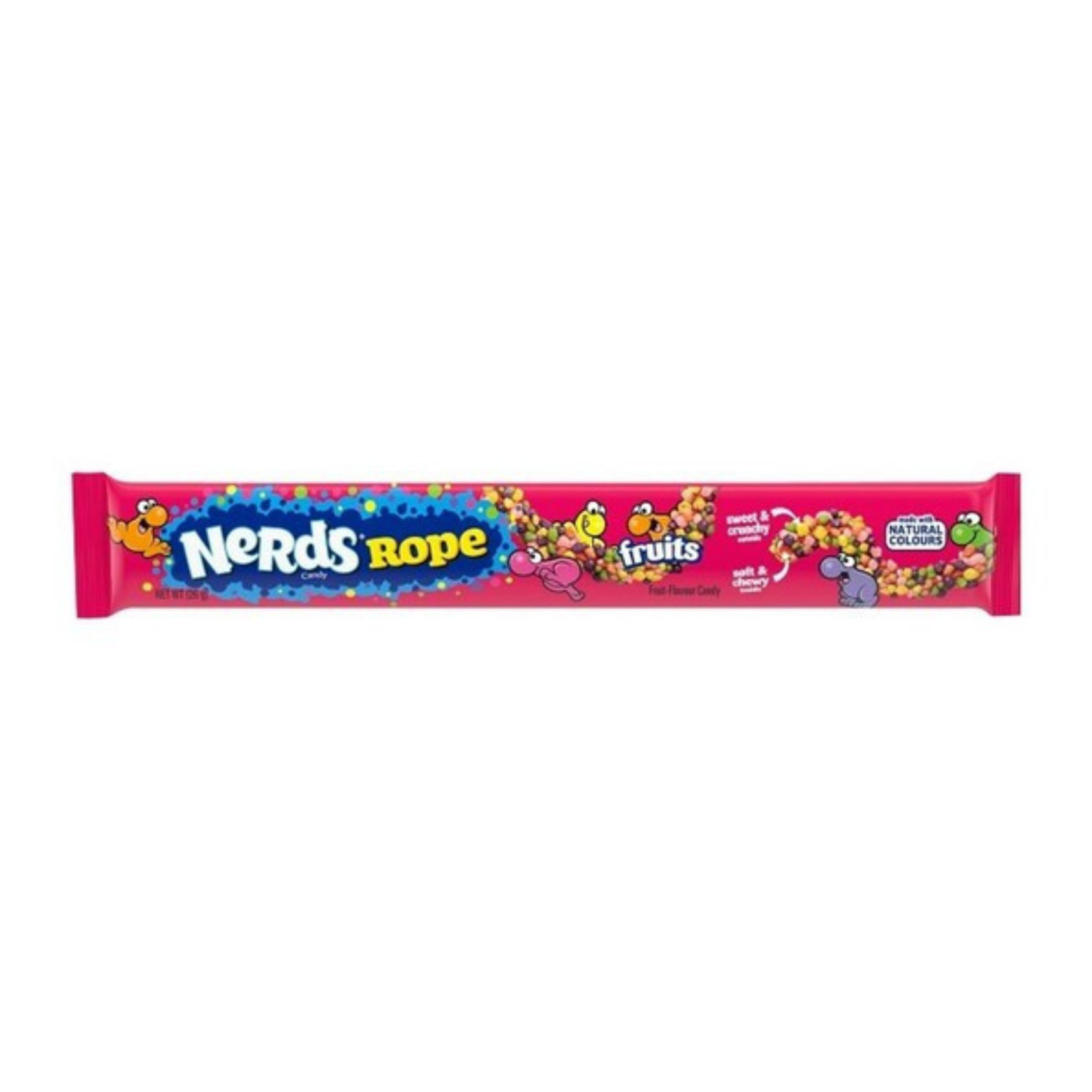 Nerds rope fruits 24 x 26 g voordeelverpakking – amerikaanse candy rope – zachte kauwsnoep met krokante
