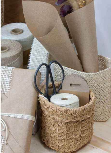 Sizo plantpot nori dia.20cm papier met plastic voering bruin