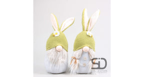 Paashaas kabouter pluche goof 2 assortie 15x13x40 cm groen