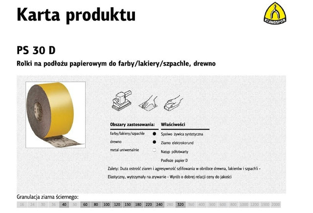 Klingspor papierrol 115mm ps30d p100 (50mb)