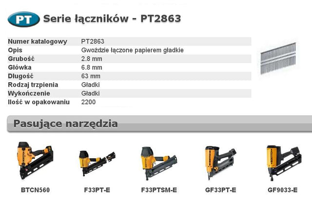 Bostitch nagels pt 33` 63mm 2,2m