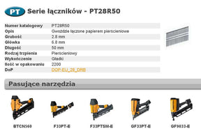 Bostitch nagels pt 33` 50mm ring 2,2m