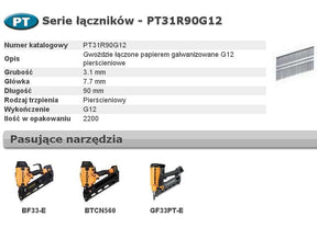 Bostitch nagels pt 33` 90mm ringster