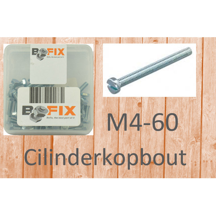 Bofix cilinderkopbout m4x60 verzinkt (25st)