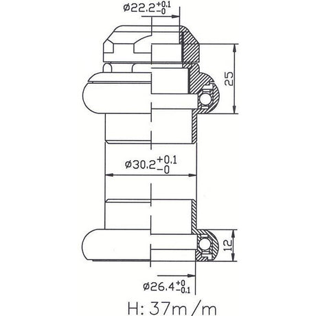 Tecora e balhoofdstel1 inch draad cartr alu 26.4 conus zwart