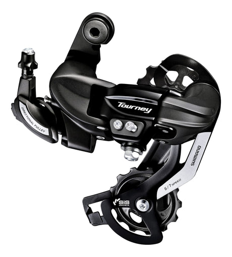 Shimano Tourney TZ500 6-speed achterderailleur. voor bevesting op derailleur pad,( hangverpakking)