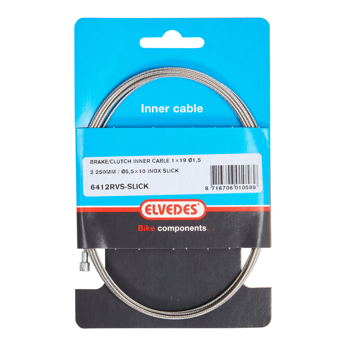Elvedes rem binnenkabel 2250mm rvs v-nippel