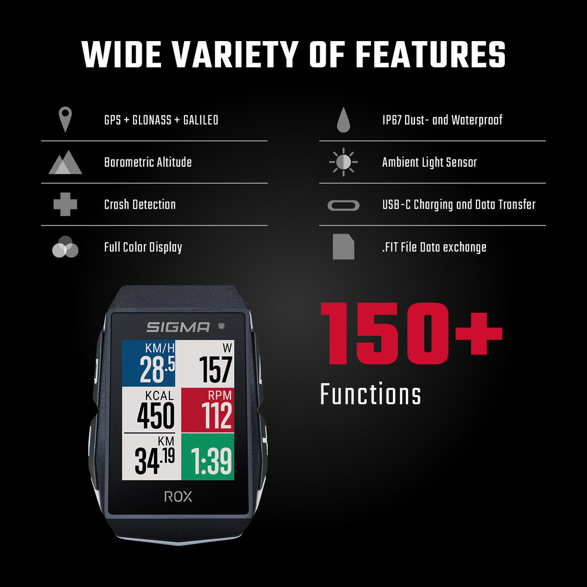 Sigma rox 11.1 evo gps zw zw standaard stuurhouder + usb-c oplaadkabel