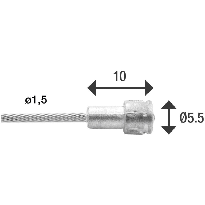 Elvedes Rem Binnenkabel 2000 mm de acero inoxidable Slick Ø1.5 mm en V-pezón