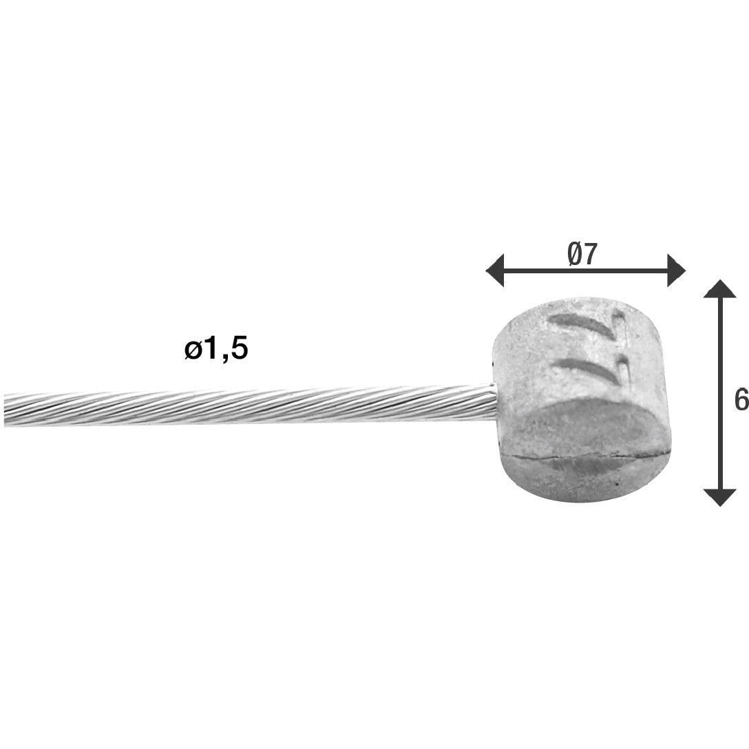 Elvedes Rem Binnenkabel 2000 mm en acier inoxydable Slick Ø1,5 mm T-Nipple